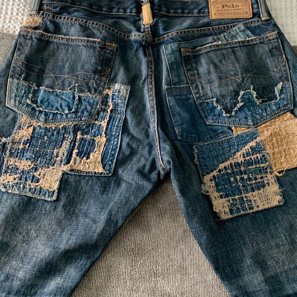 Polo by Ralph Lauren Men’s Blue Patchwork Straight Jeans - Picture 7 of 10